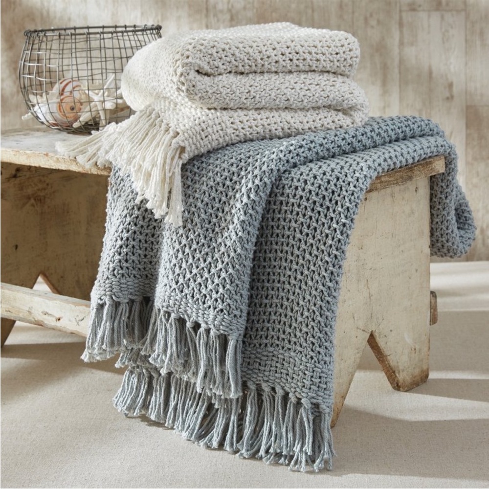 Cozy Gray Knitted Throw Blanket - Mist - Picture 2 of 6